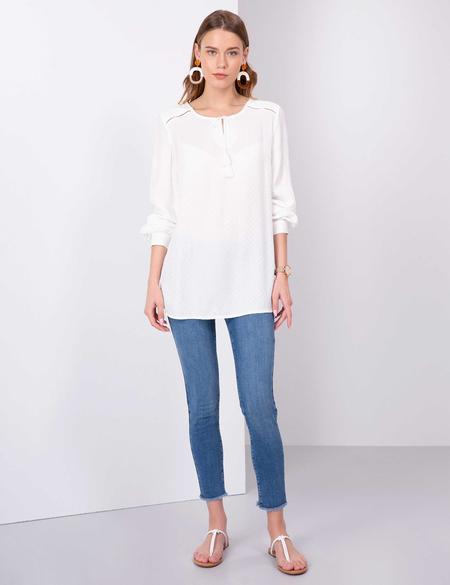 Ekru Comfort Fit Bluz - 50204428038