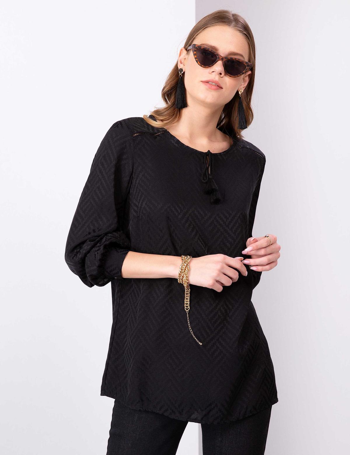 Siyah Comfort Fit Bluz