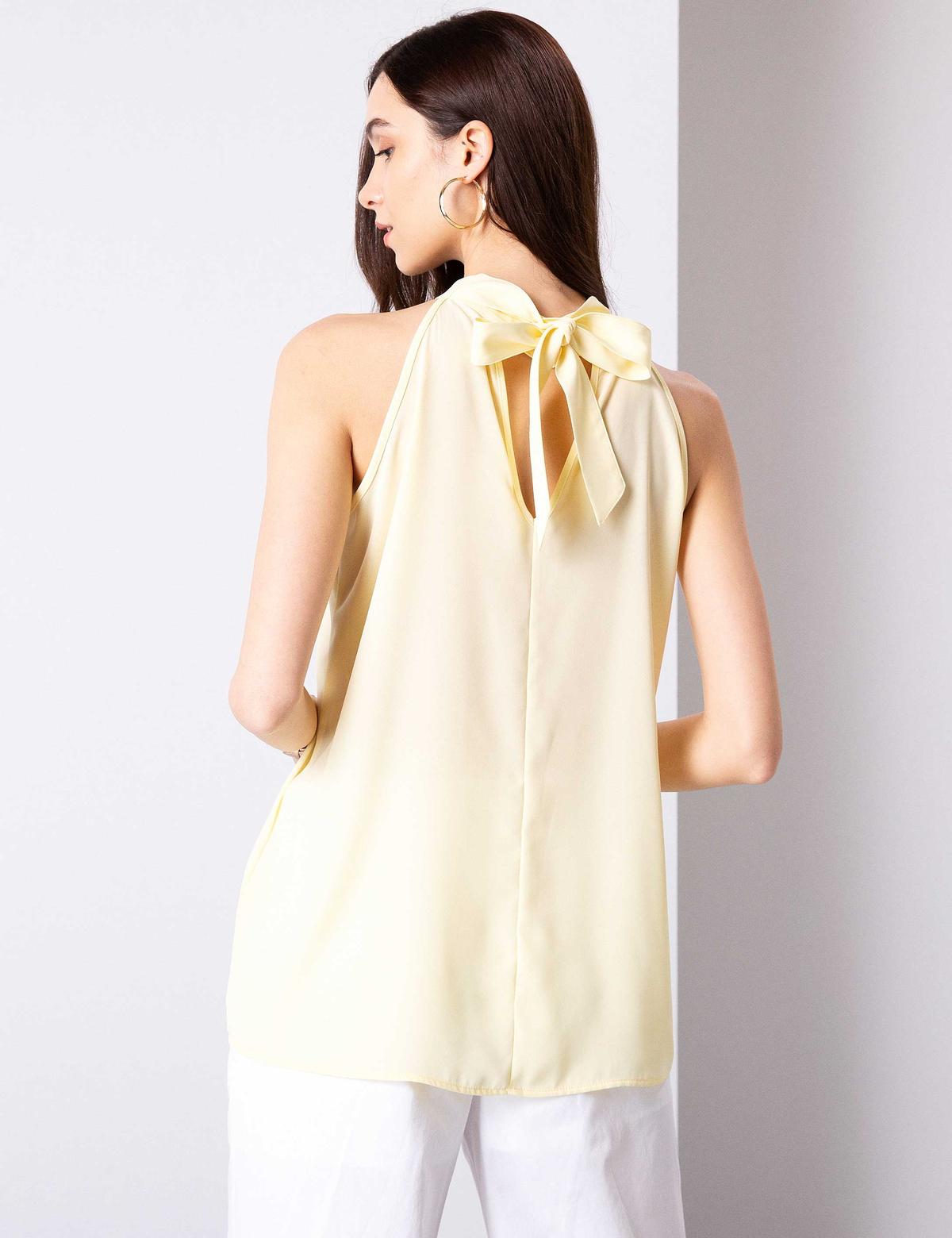 Sarı Kolsuz Bluz - 50204431003