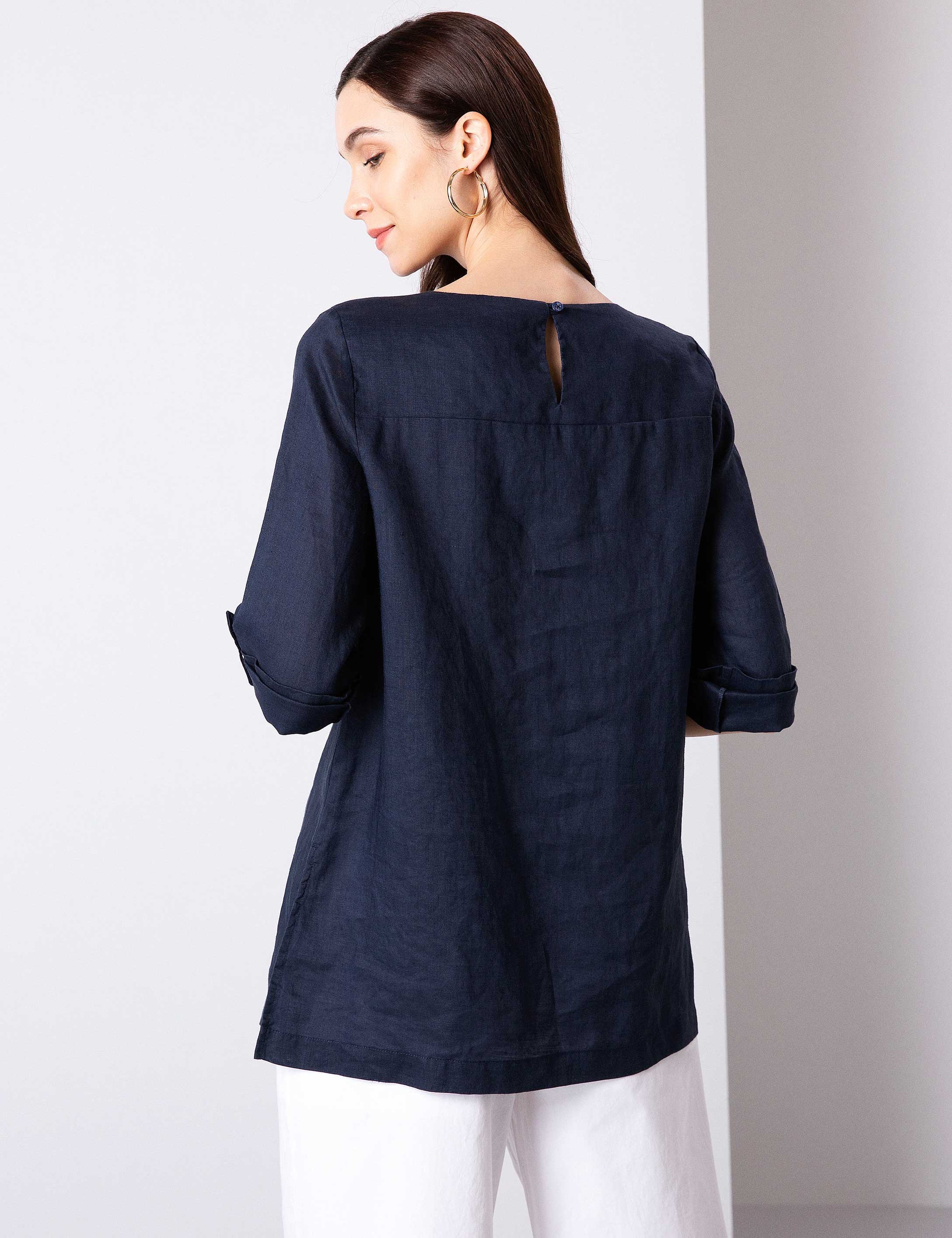 Lacivert Comfort Fit Bluz - Image 4
