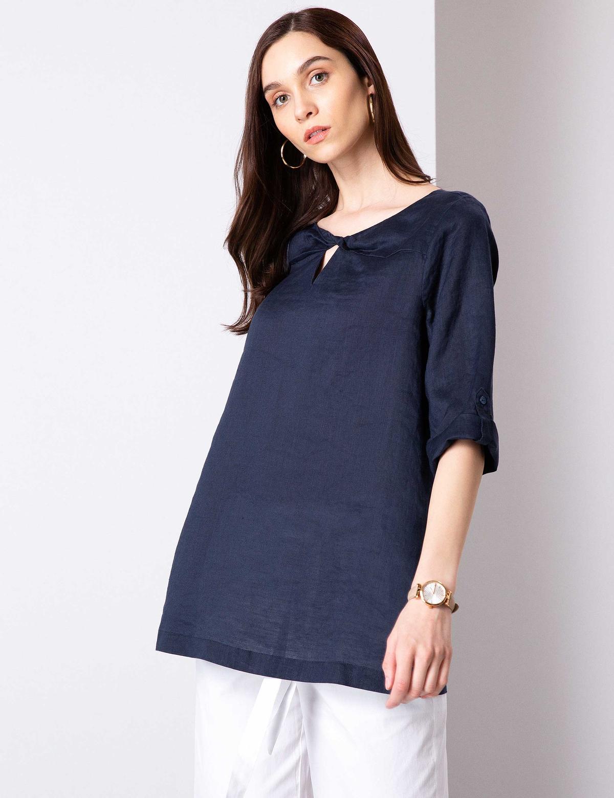 Lacivert Comfort Fit Bluz