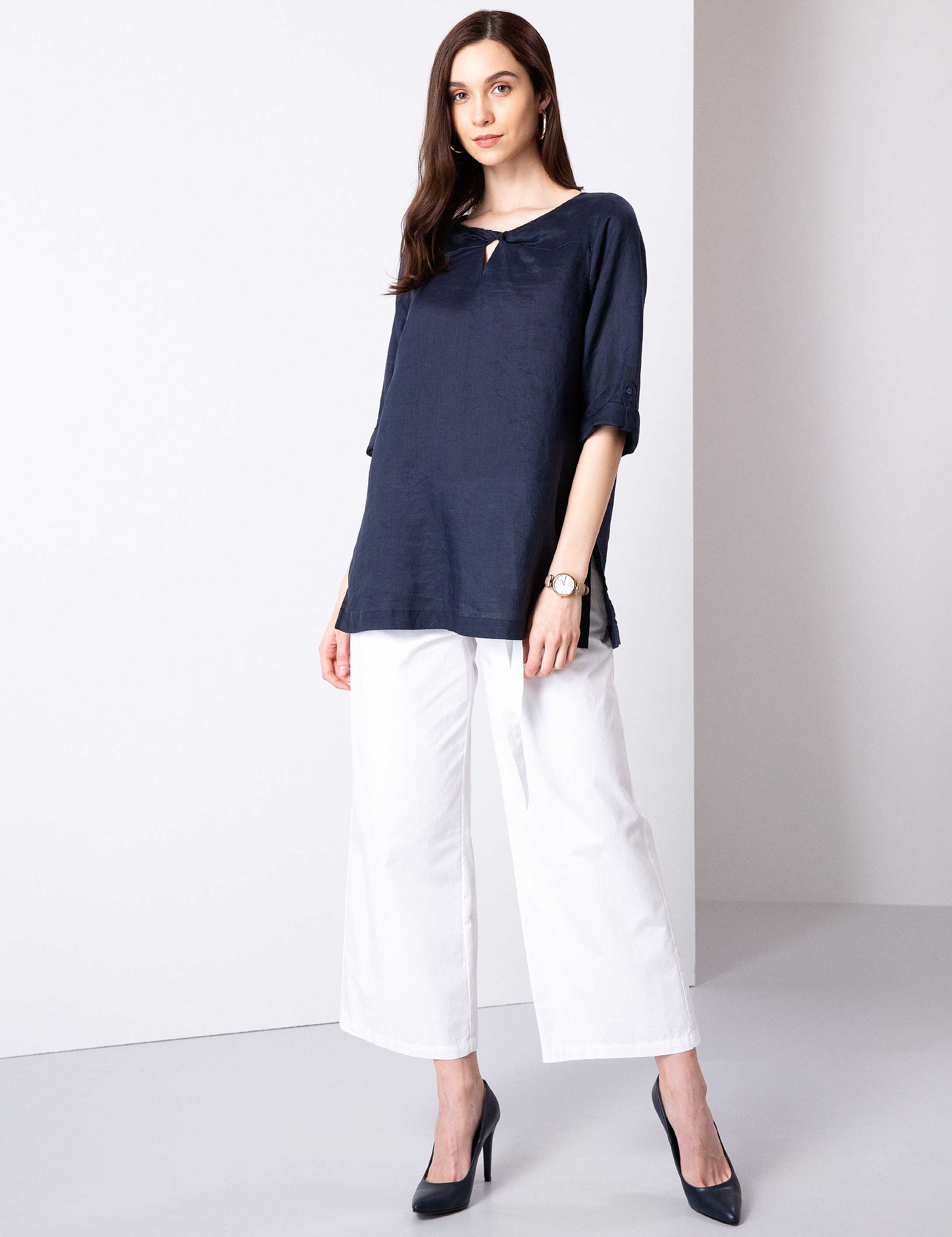 Lacivert Comfort Fit Bluz - Image 2