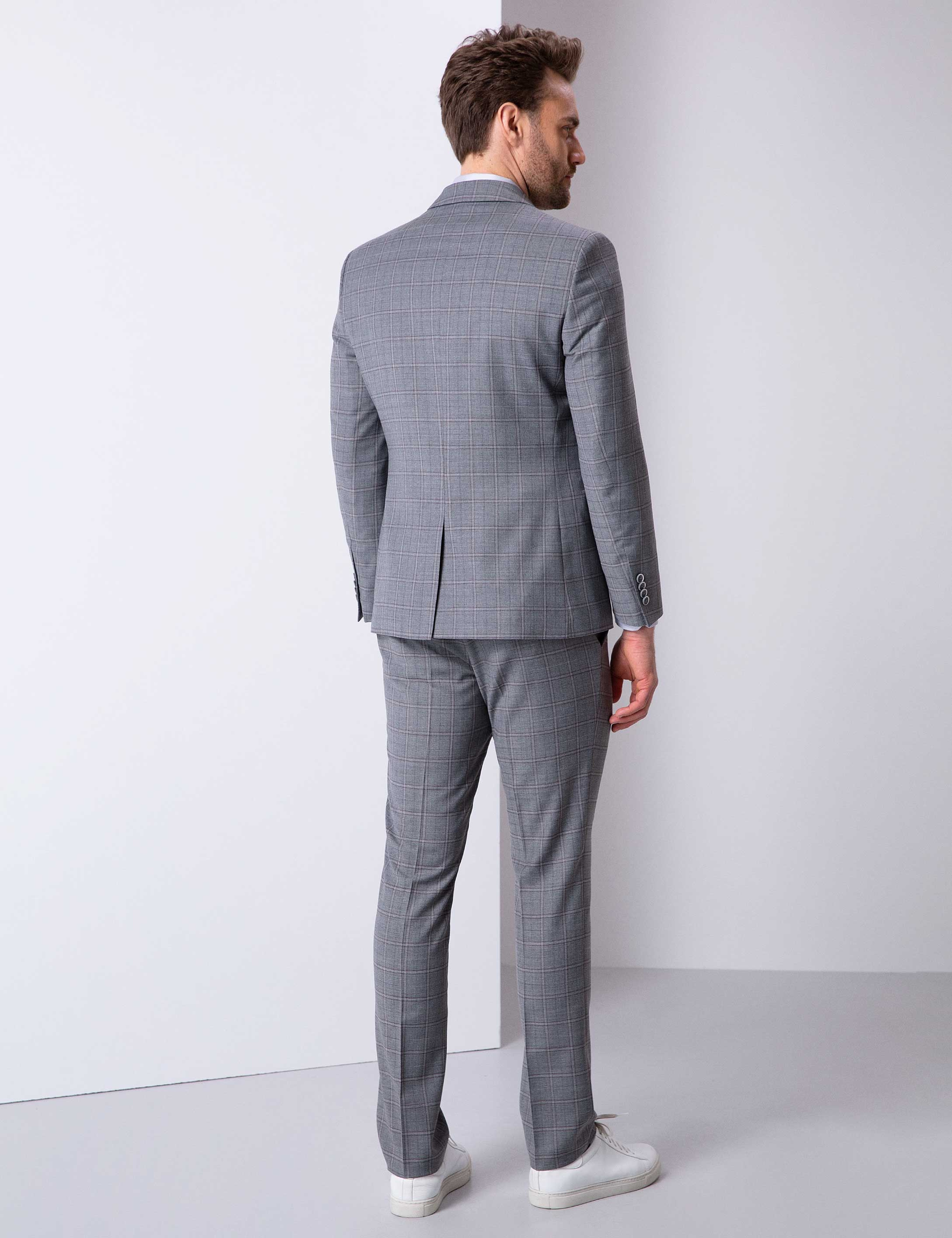 Gri Slim Fit Takım Elbise - Image 3