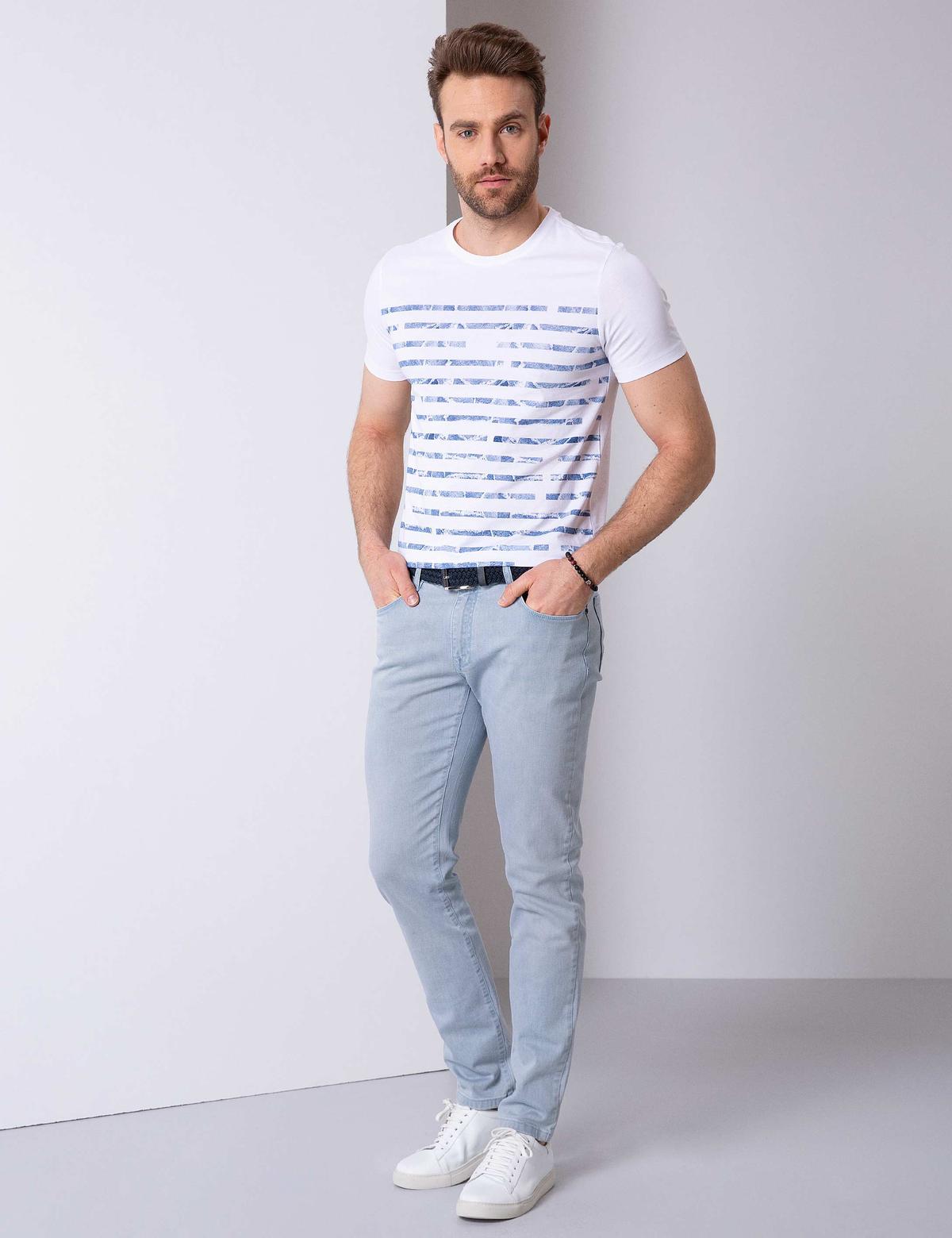 Buz Mavi Slim Fit Denim Pantolon - 50204494005