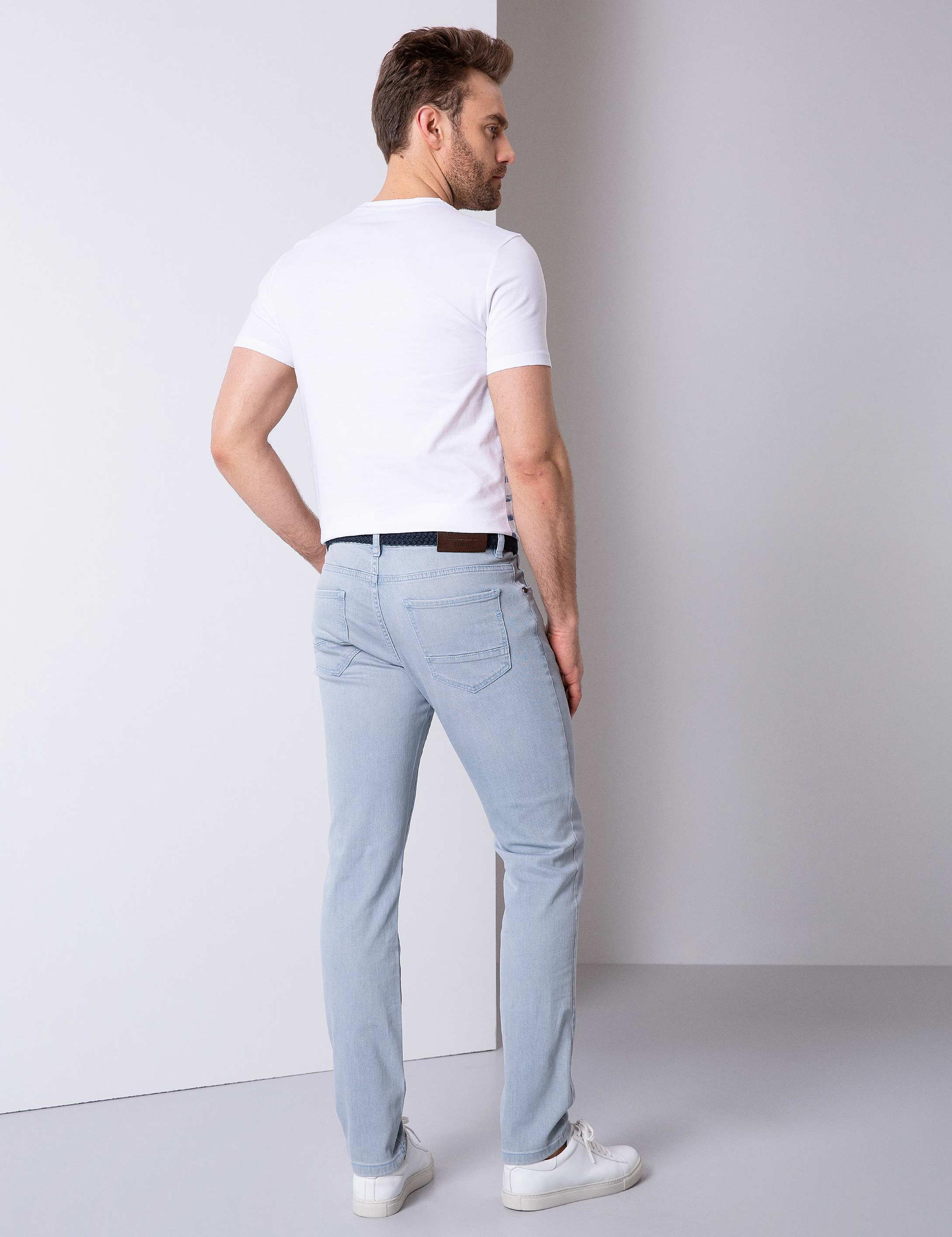 Buz Mavi Slim Fit Denim Pantolon