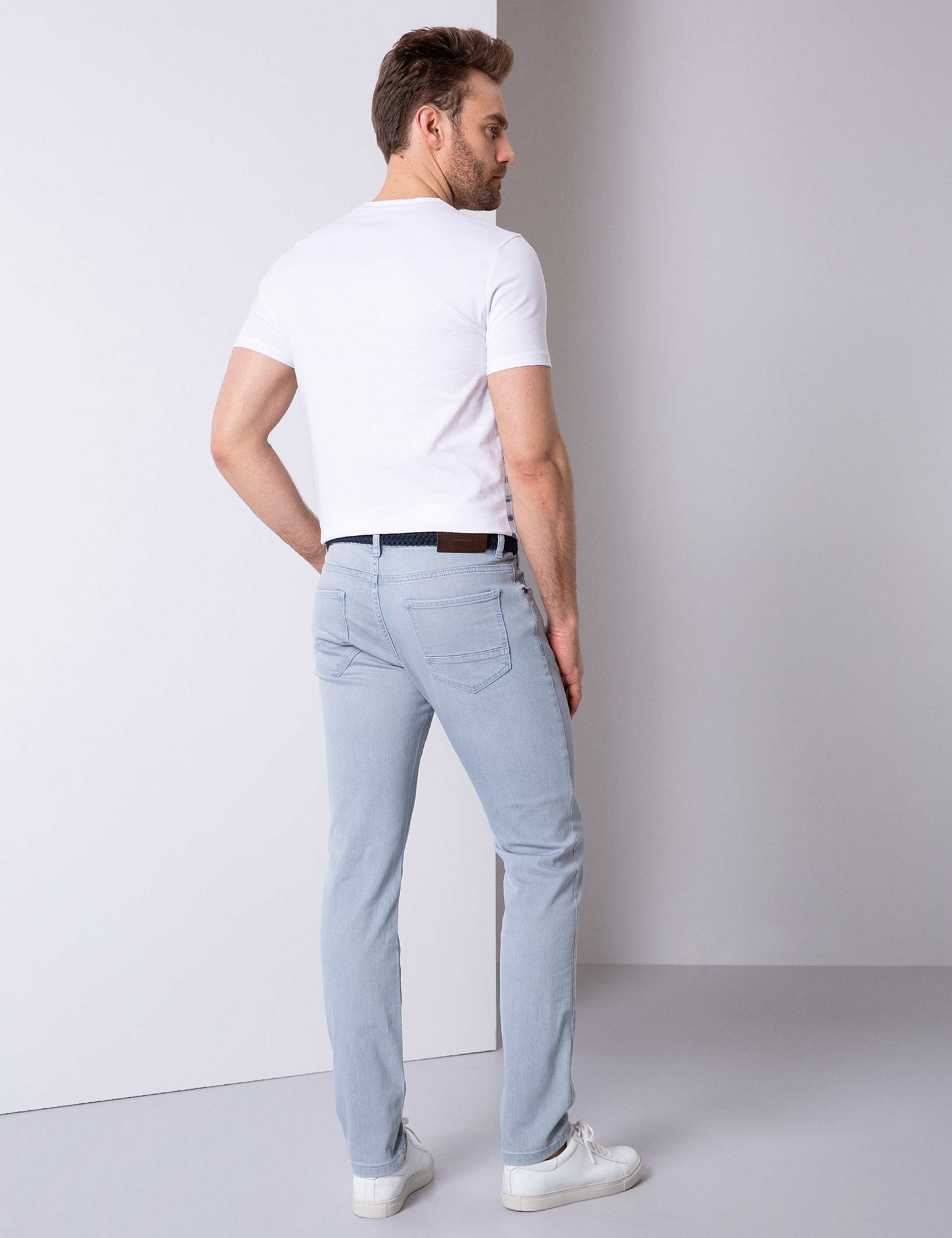 Buz Mavi Slim Fit Denim Pantolon - Image 3
