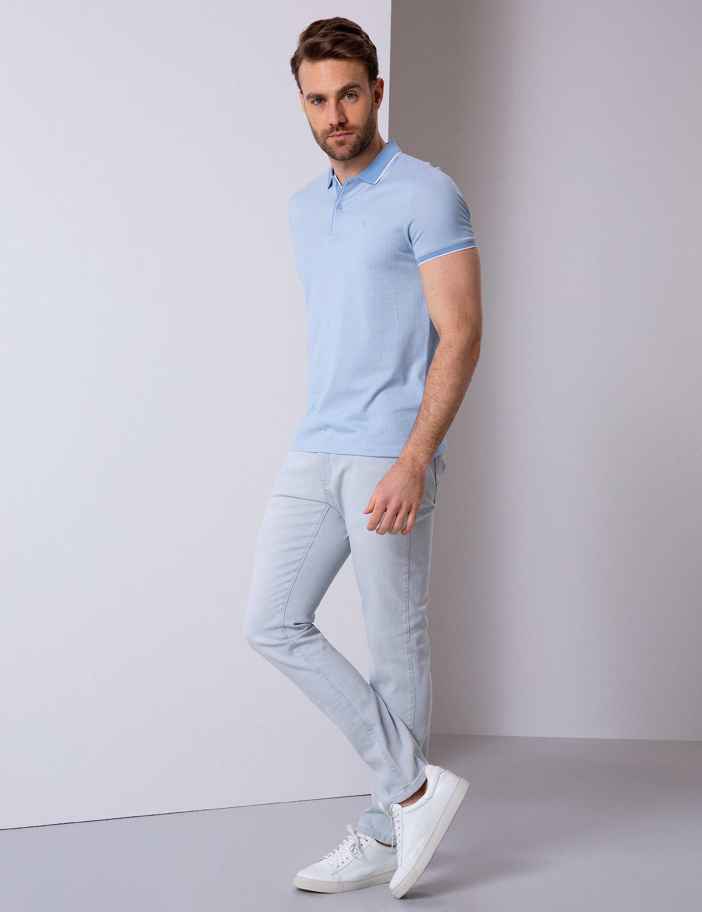 Açık Gri Slim Fit Jean Pantolon