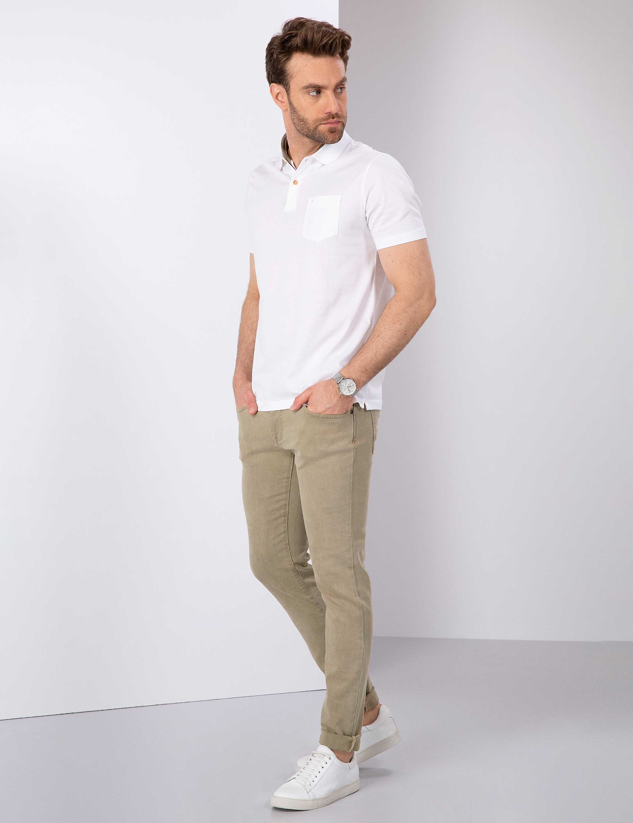 Camel Slim Fit Denim Pantolon