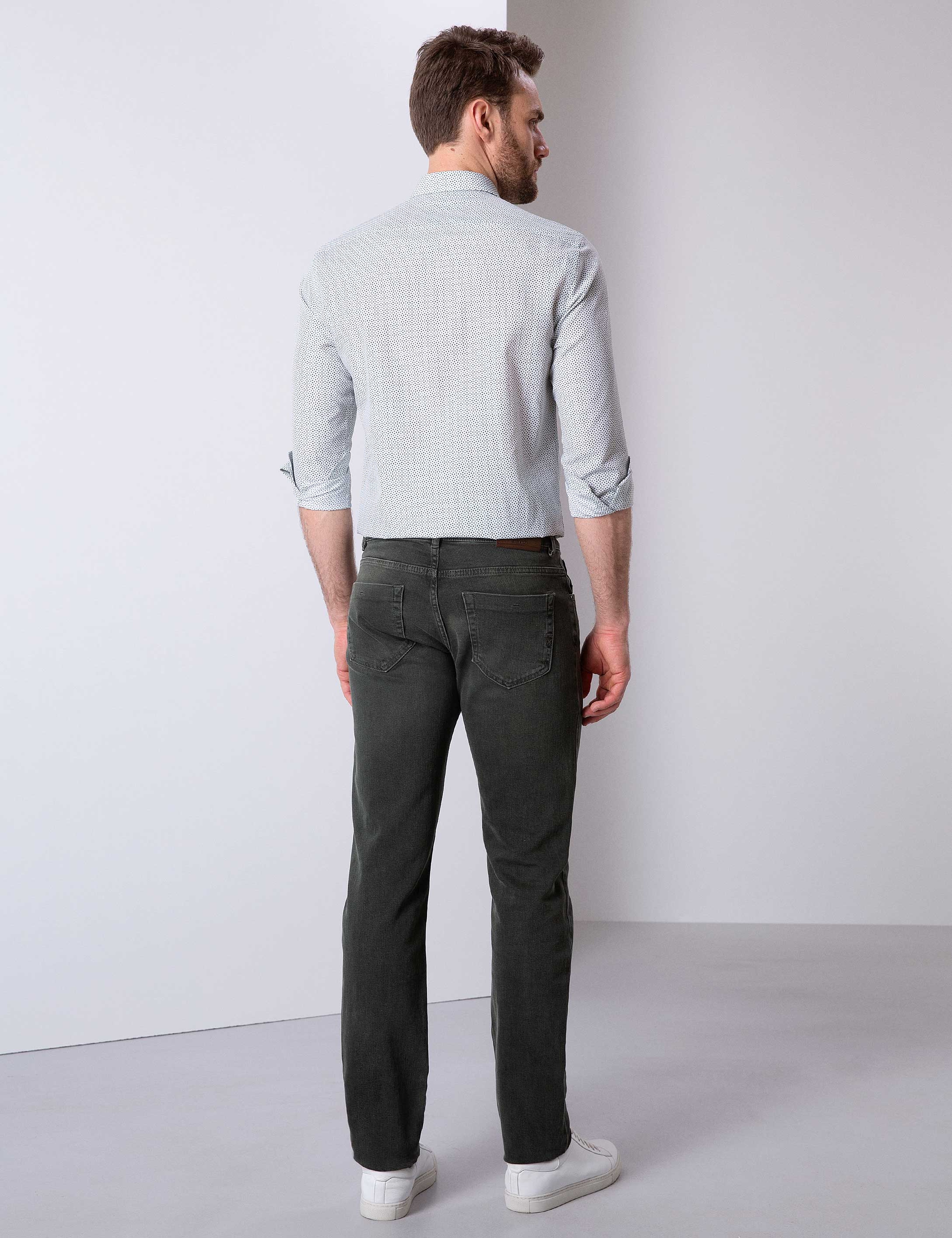 Yeşil Straight Fit Denim Pantolon - Image 3