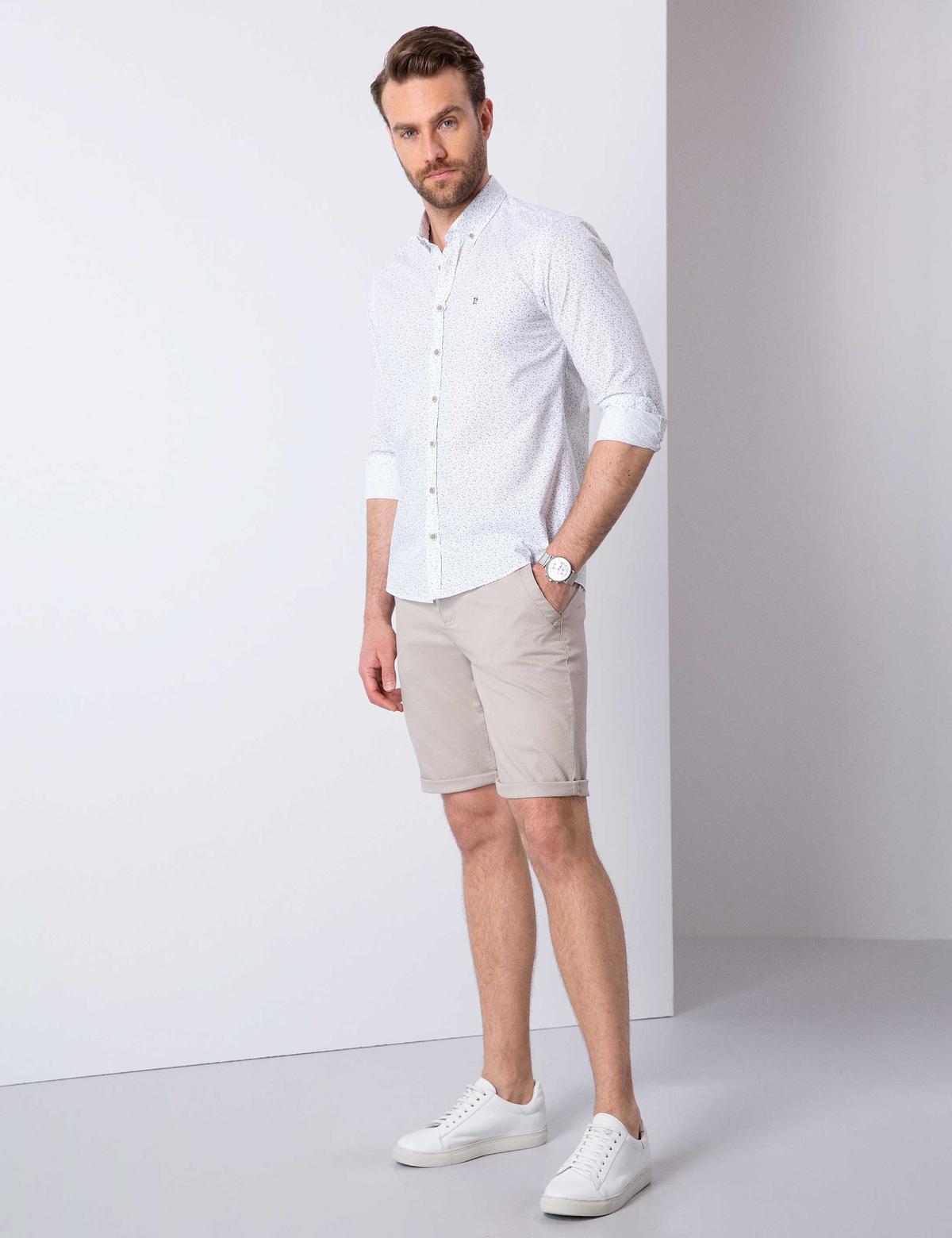 Bej Standart Fit Bermuda Şort - 50204615107