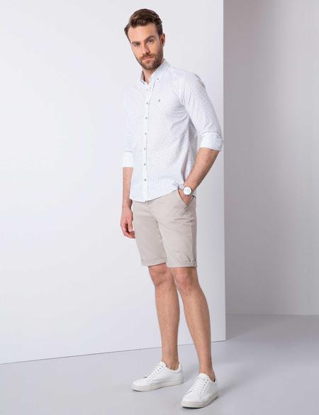 Bej Standart Fit Bermuda Şort - 50204615107