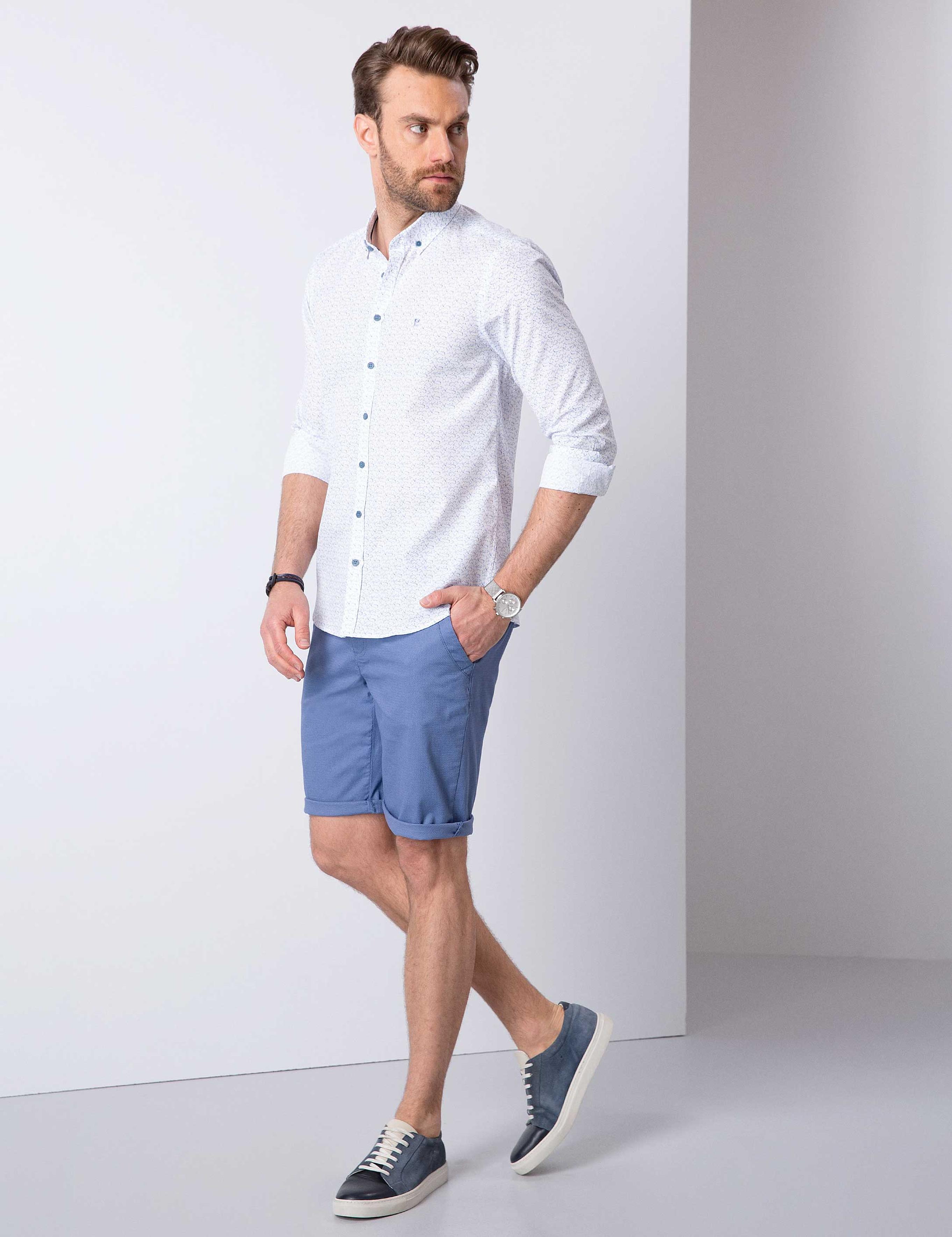 Mavi Standart Fit Bermuda Şort