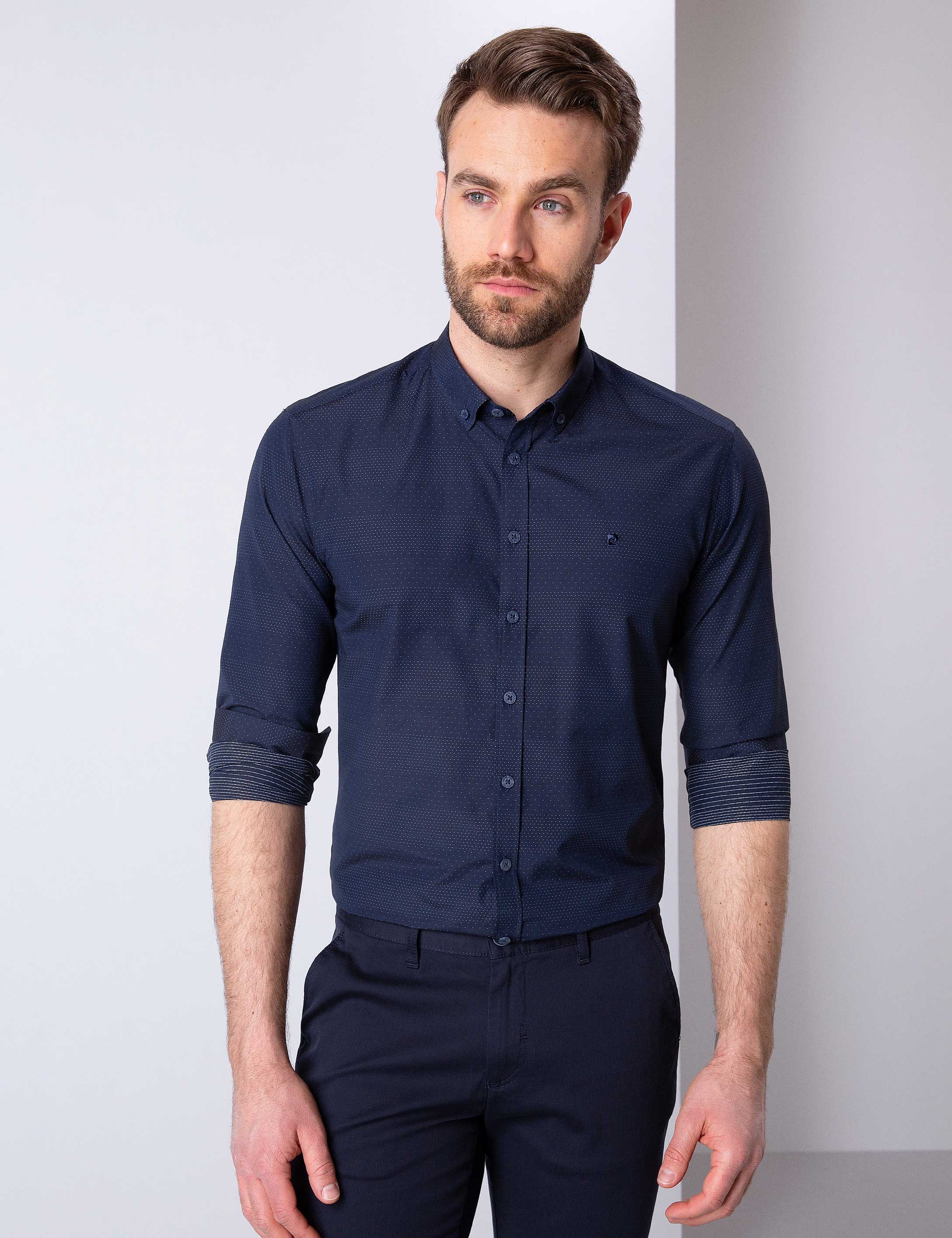 Lacivert Slim Fit Gömlek - Image 1