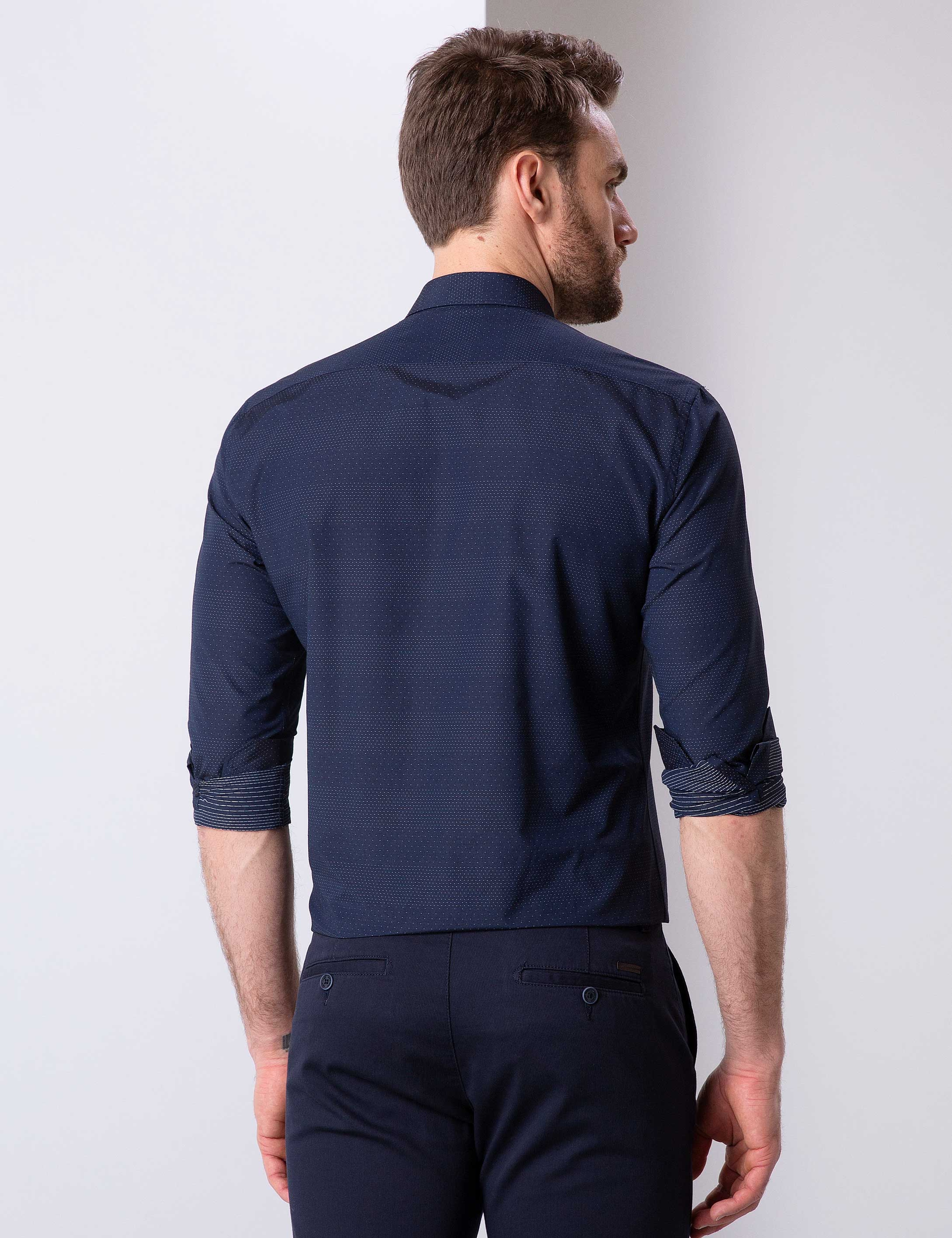 Lacivert Slim Fit Gömlek - Image 3
