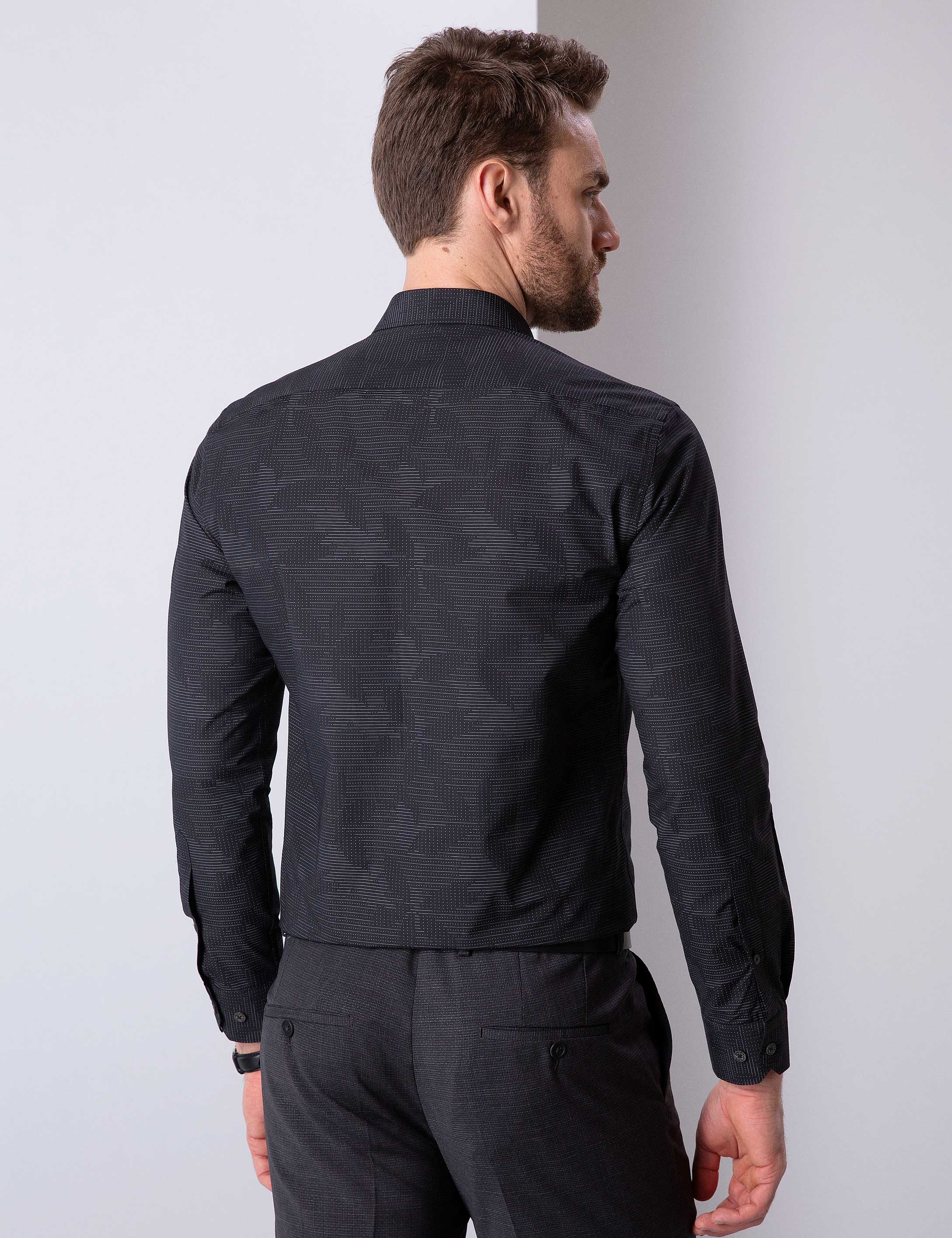 Siyah Slim Fit Gömlek - Image 3