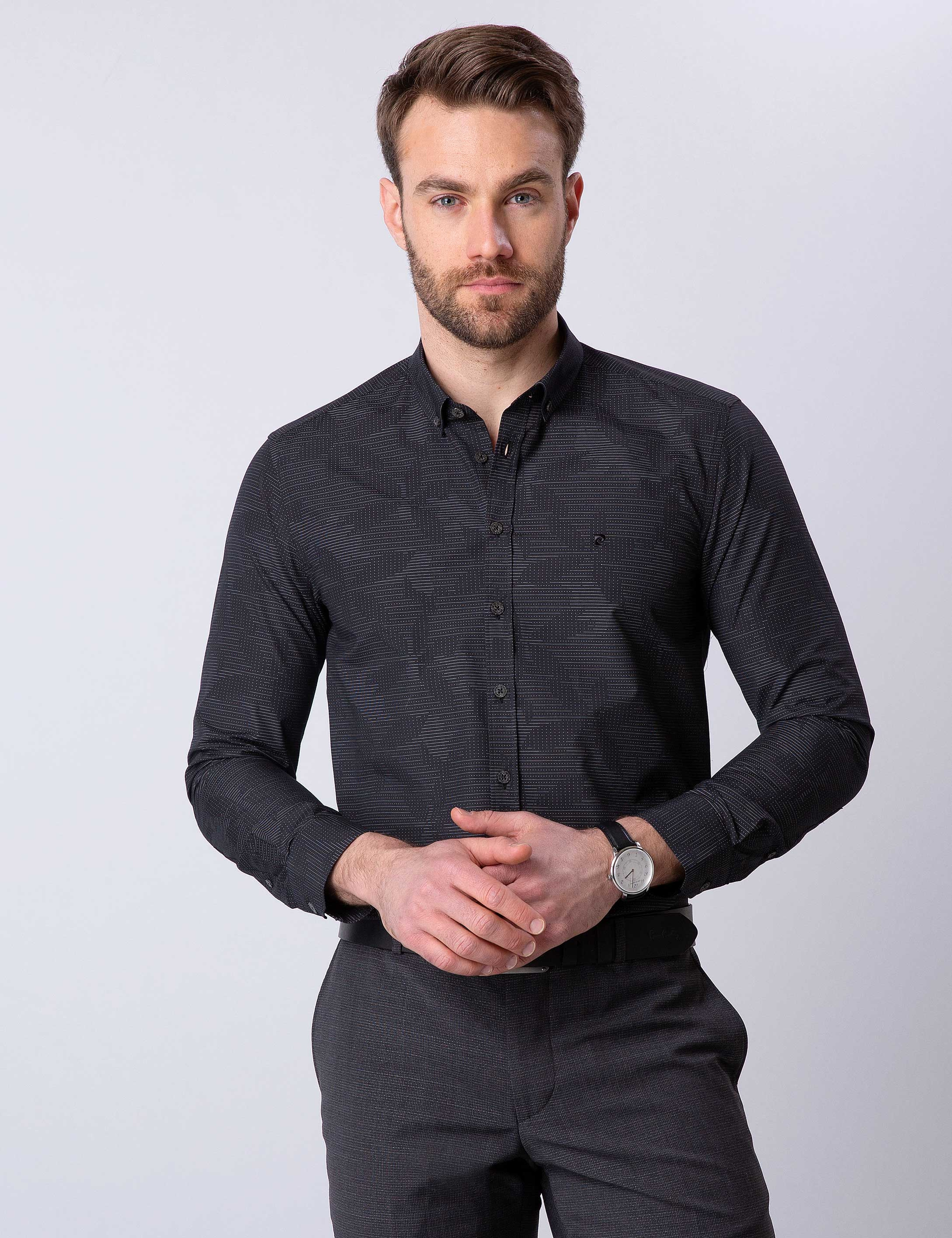 Siyah Slim Fit Gömlek - Image 1