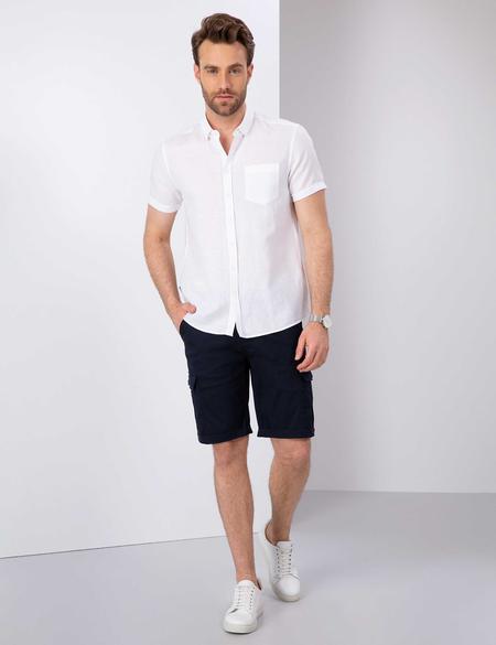 Beyaz Slim Fit Kısa Kollu Gömlek - 50204624069