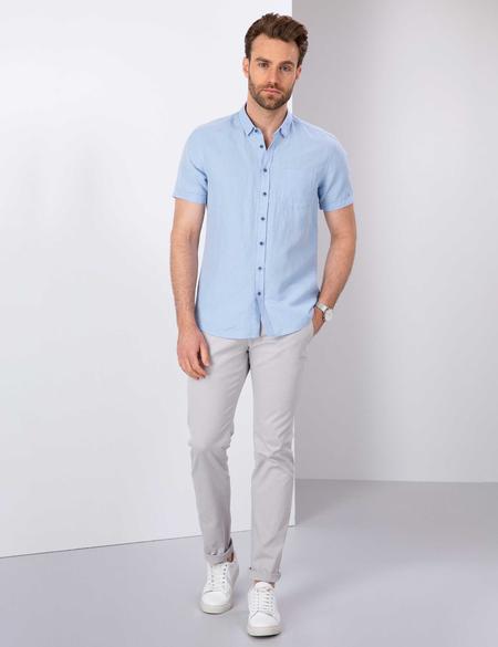 Açık Mavi Slim Fit Kısa Kollu Gömlek - 50204624103