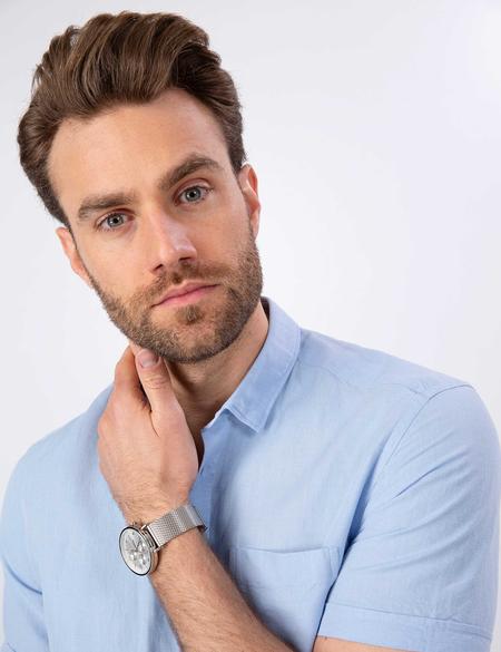 Açık Mavi Slim Fit Kısa Kollu Gömlek - 50204624103