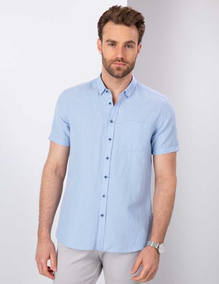 Açık Mavi Slim Fit Kısa Kollu Gömlek - 50204624103
