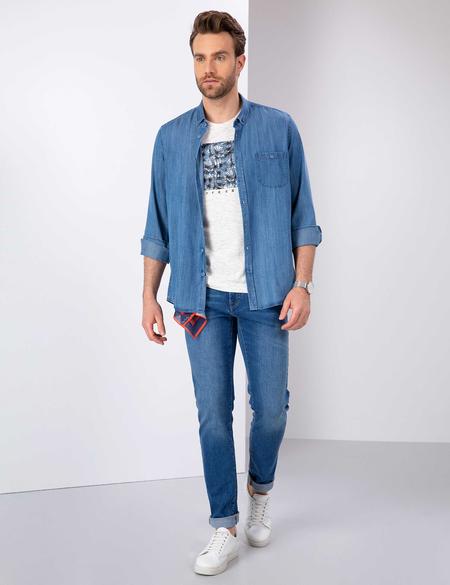 Açık Lacivert Slim Fit Denim Pantolon - 50204625007