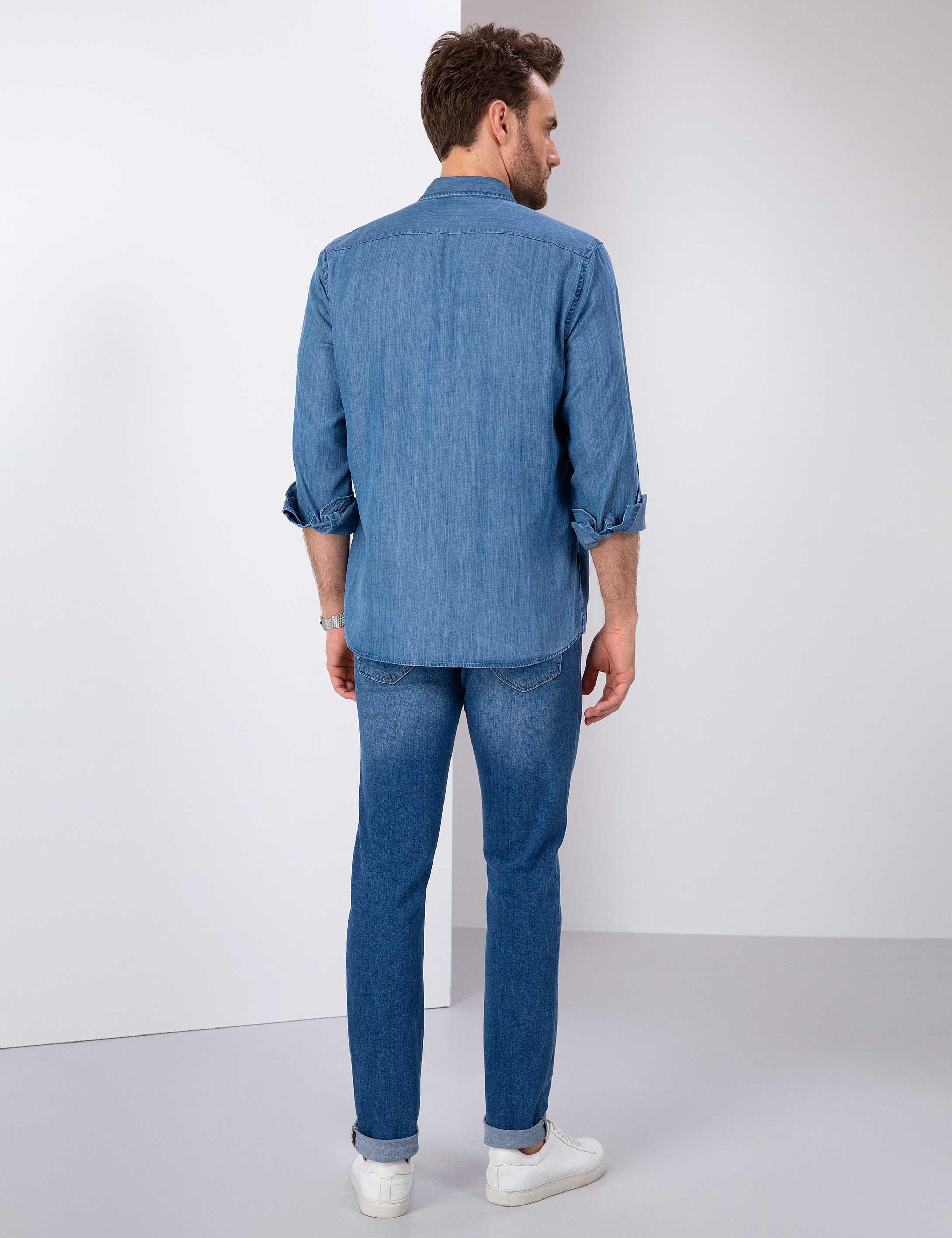 Açık Lacivert Slim Fit Denim Pantolon