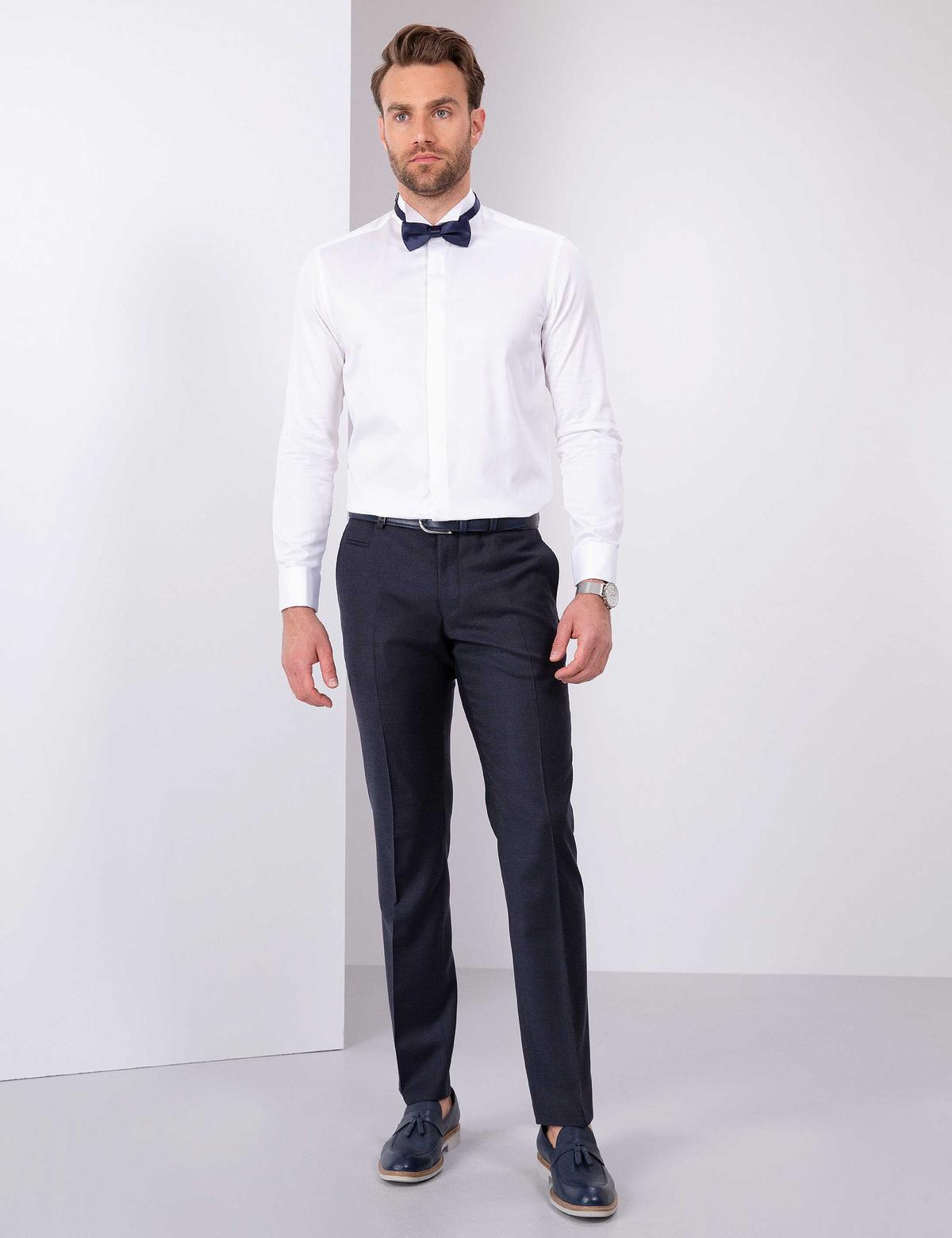 Beyaz Slim Fit Smokin Gömlek - 50204629006