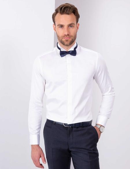 Beyaz Slim Fit Smokin Gömlek - 50204629006