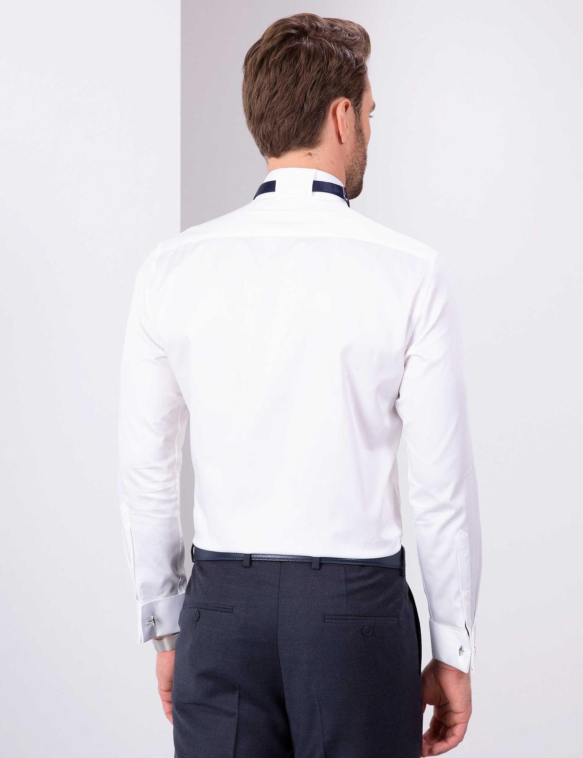 Beyaz Slim Fit Smokin Gömlek - 50204629006