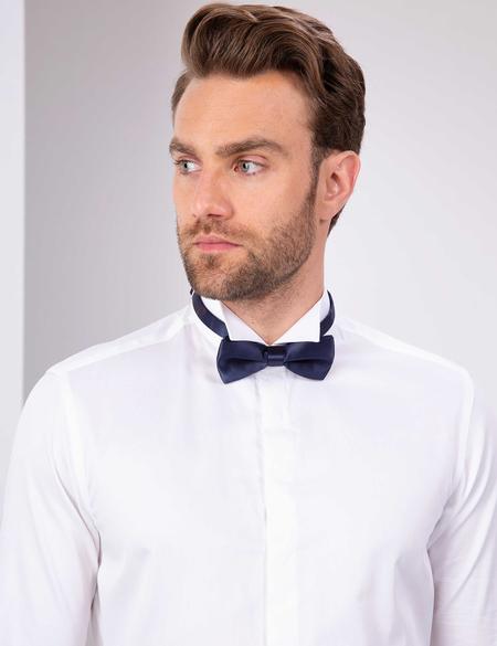 Beyaz Slim Fit Smokin Gömlek - 50204629006