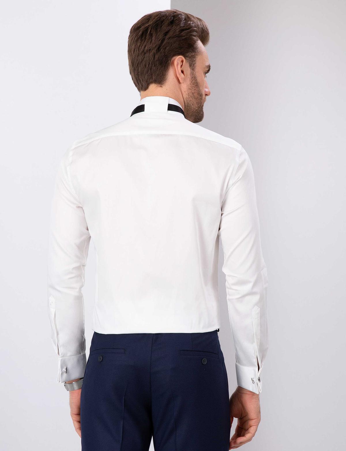 Ekru Slim Fit Smokin Gömlek - 50204630007