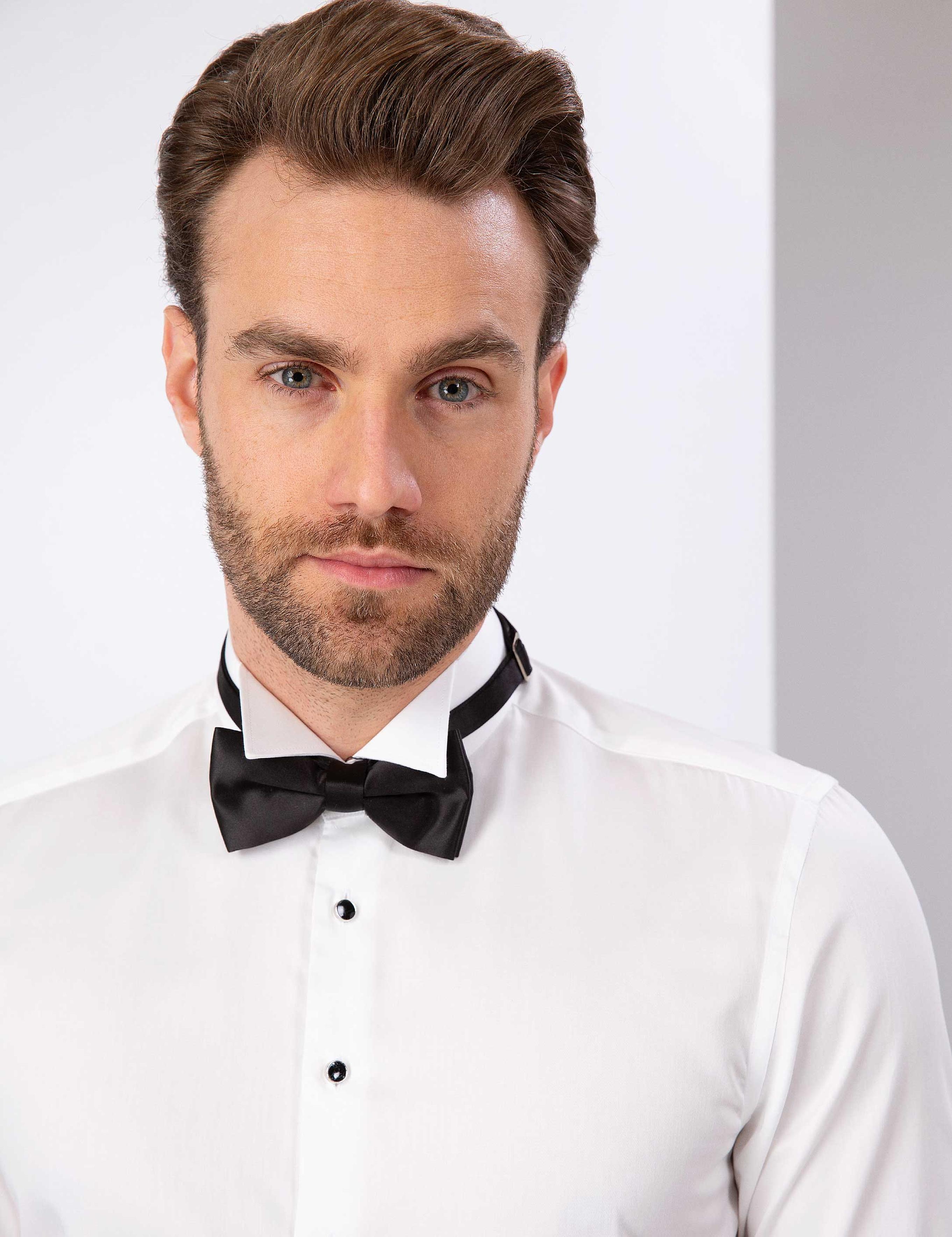 Ekru Slim Fit Smokin Gömlek