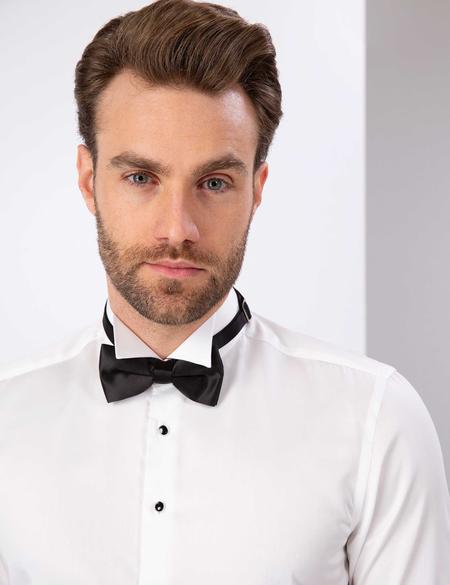 Ekru Slim Fit Smokin Gömlek - 50204630007