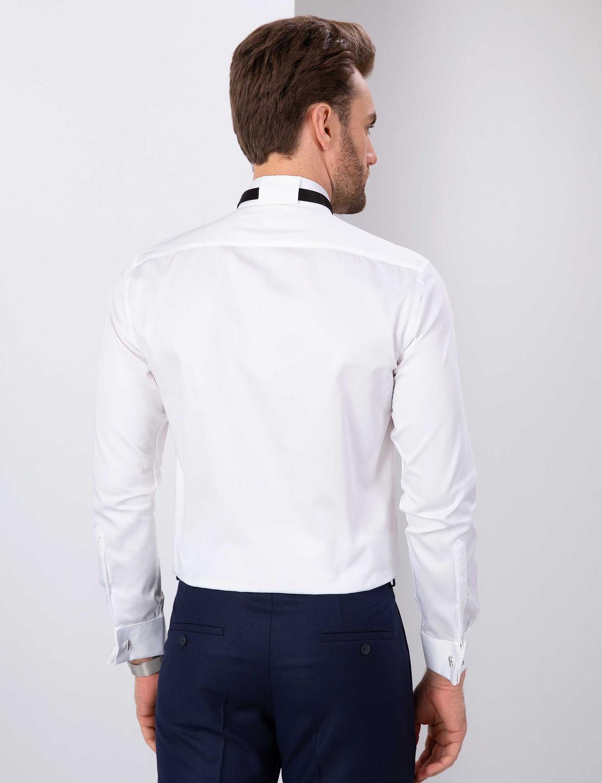 Beyaz Slim Fit Smokin Gömlek - 50204630016