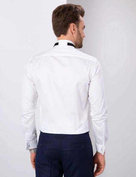 Beyaz Slim Fit Smokin Gömlek - 50204630016
