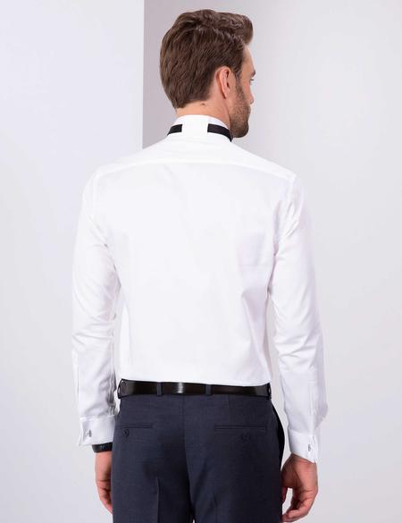 Beyaz Slim Fit Smokin Gömlek - 50204643008