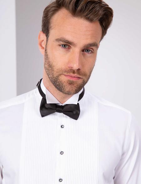 Beyaz Slim Fit Smokin Gömlek - 50204643008