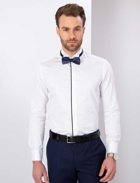 Beyaz Slim Fit Smokin Gömlek - 50204644006