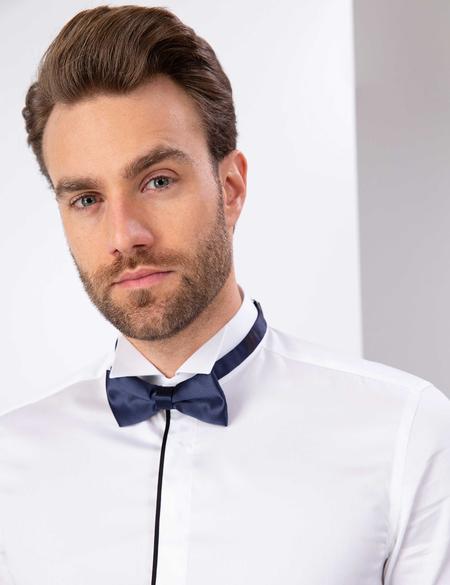 Beyaz Slim Fit Smokin Gömlek - 50204644006