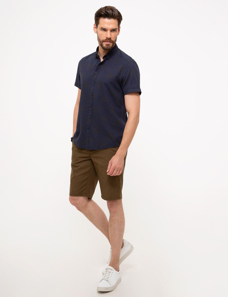 Haki Slim Fit Bermuda Şort