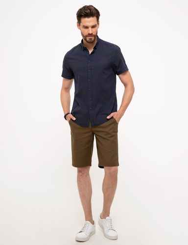 Haki Slim Fit Bermuda Şort