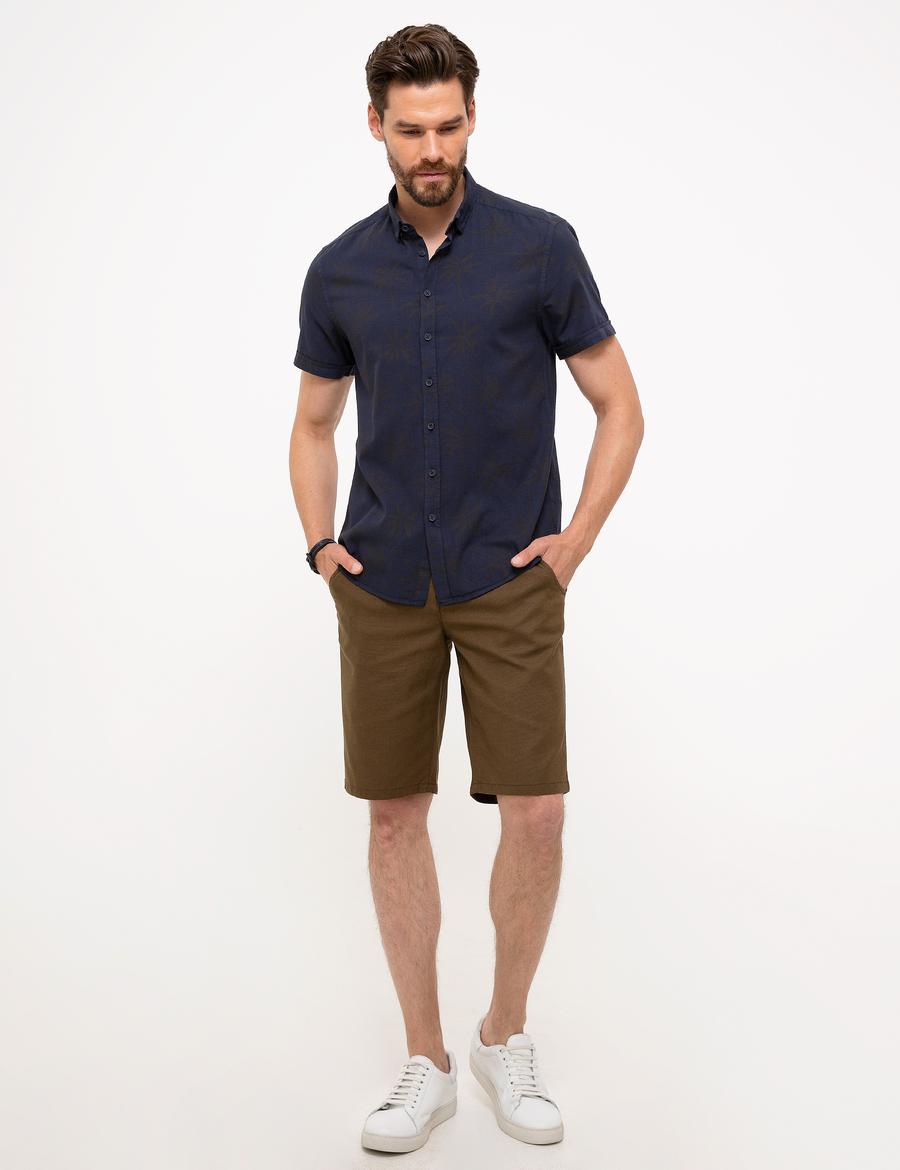 Haki Slim Fit Bermuda Şort