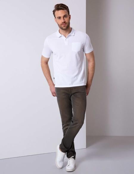 Beyaz Regular Fit Polo Yaka Basic Tişört - 50204835002
