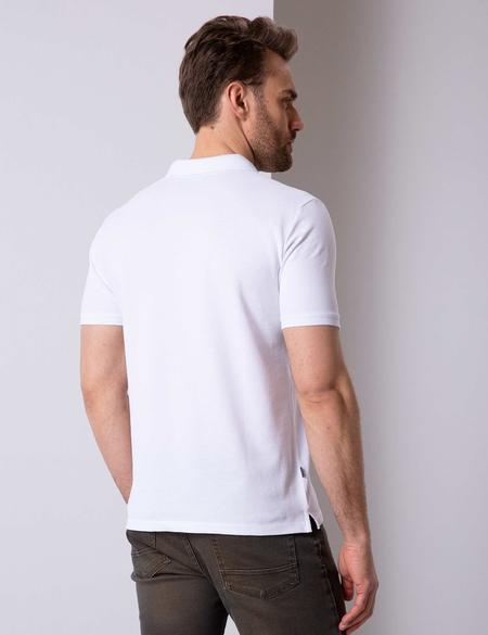 Beyaz Regular Fit Polo Yaka Basic Tişört - 50204835002