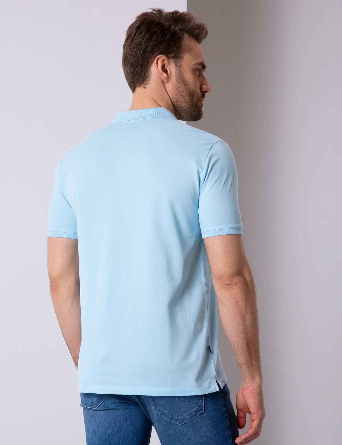 Açık Mavi Regular Fit Polo Yaka Basic T-Shirt - 50204835020