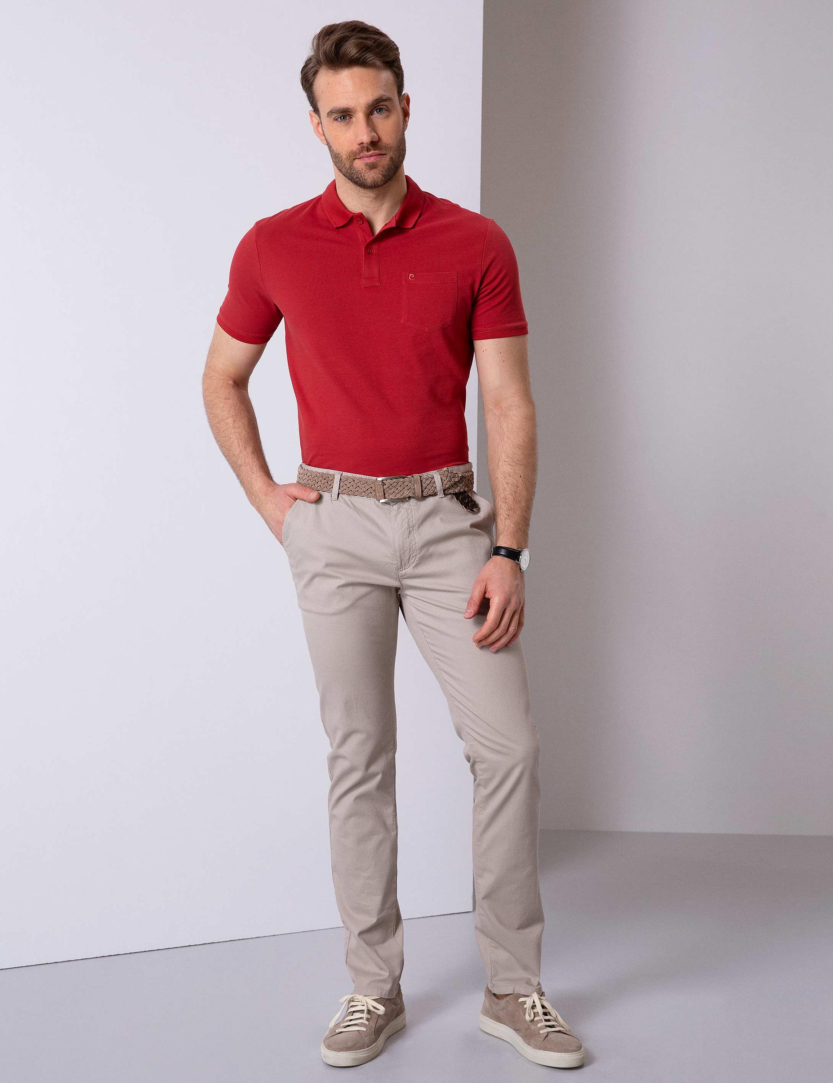 Kırmızı Regular Fit Polo Yaka Basic Tişört