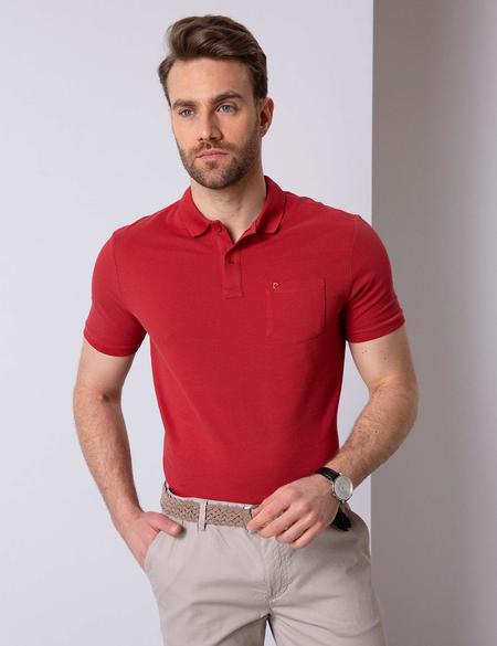 Kırmızı Regular Fit Polo Yaka Basic Tişört - 50204835068