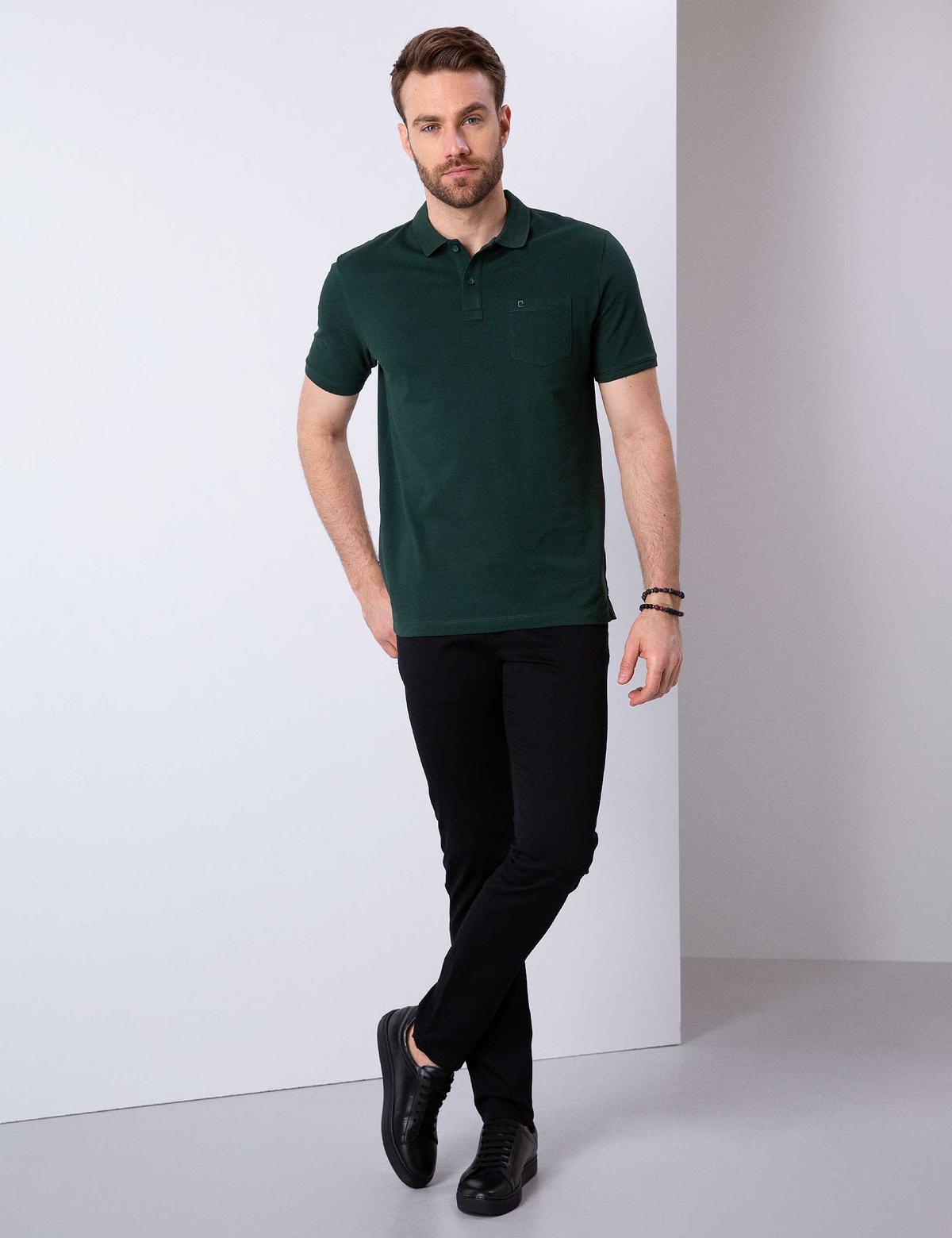 Koyu Yeşil Regular Fit Polo Yaka Basic T-Shirt - 50204835078