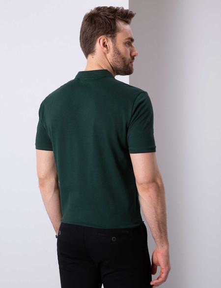 Koyu Yeşil Regular Fit Polo Yaka Basic T-Shirt - 50204835078
