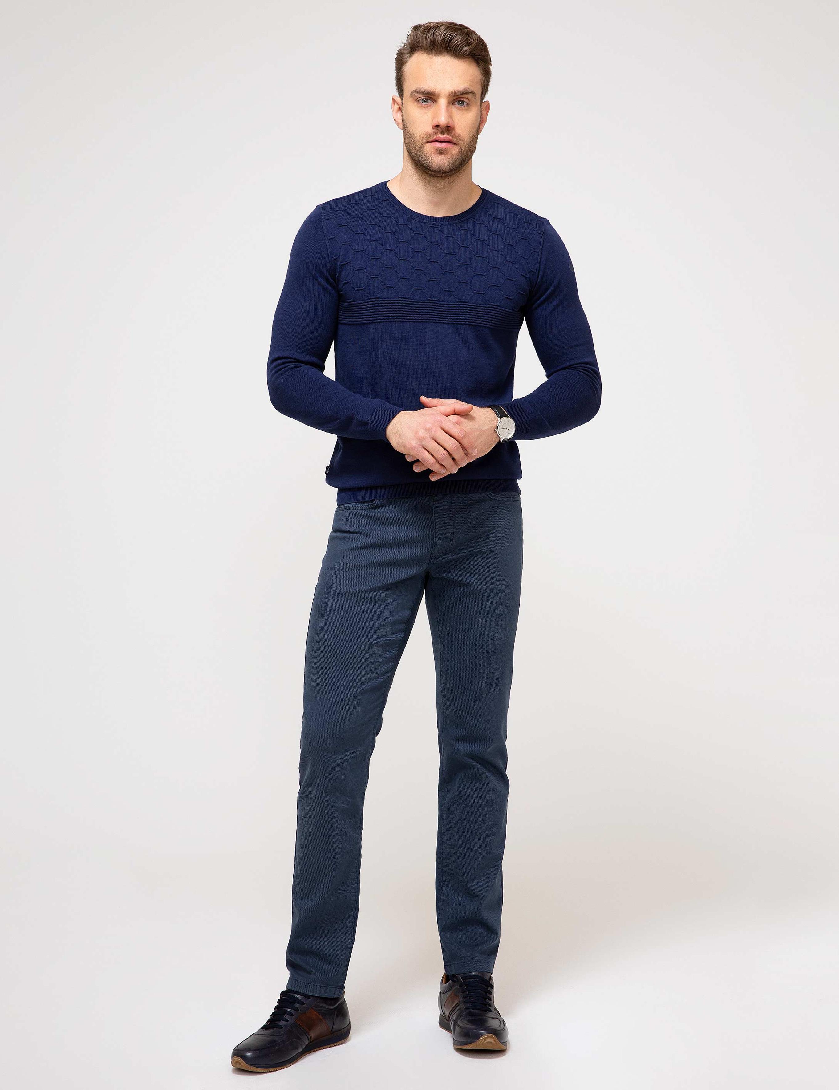 Lacivert Slim Fit Triko Kazak